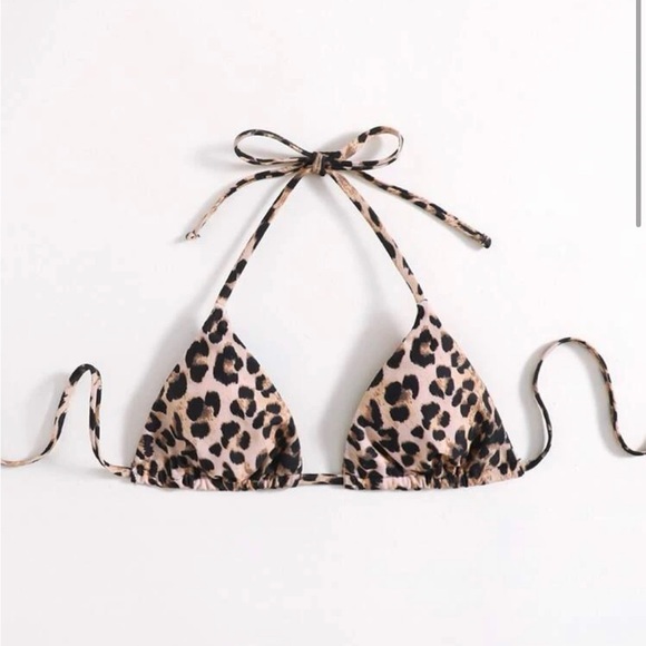 A leopard print sheen bathing suit top size small. - Picture 1 of 3